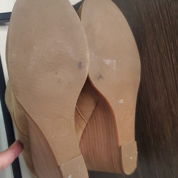 Lucky Brand Lace Up camel Leather Suede Heeled Ankle Bootie Size 8 - Picture 9 of 10